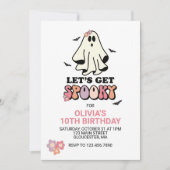 groovy Ghost retro Halloween Birthday Kaart (Voorkant)