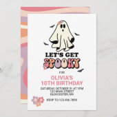 groovy Ghost retro Halloween Birthday Kaart (Voorkant / Achterkant)