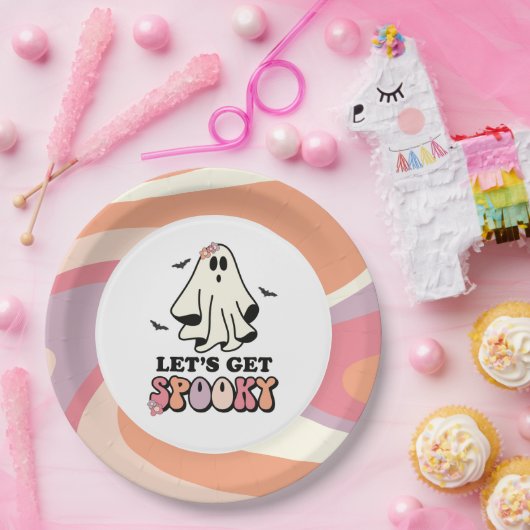 groovy Ghost retro Halloween Birthday Papieren Bordje (Feest)