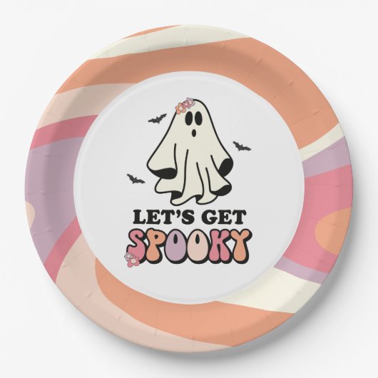 groovy Ghost retro Halloween Birthday Papieren Bordje (Voorkant)
