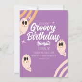 Groovy Ghost Retro Halloween Birthday Party Kaart (Voorkant)