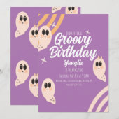 Groovy Ghost Retro Halloween Birthday Party Kaart (Voorkant / Achterkant)