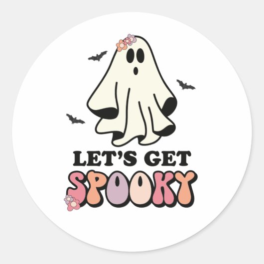 groovy Ghost retro Halloween Birthday Ronde Sticker (Voorkant)