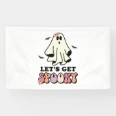 groovy Ghost retro Halloween Birthday Spandoek (Horizontaal)