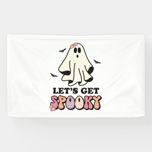 groovy Ghost retro Halloween Birthday Spandoek (Horizontaal)
