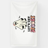 groovy Ghost retro Halloween Birthday Spandoek (Verticaal)