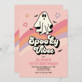 groovy Ghost retro Halloween Birthday Uitnodiging