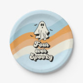 groovy Ghost retro Halloween Four Ever Spooky Papieren Bordje (Voorkant)
