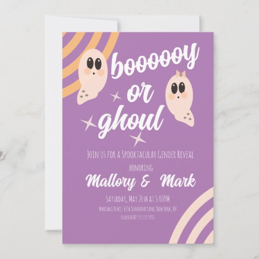 Groovy Ghost Retro Halloween Gender onthulling Kaart (Voorkant)