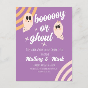 Groovy Ghost Retro Halloween geslacht onthulling Briefkaart