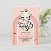 groovy Ghost retro Halloween Spooky One Birthday Kaart (Staand voorkant)