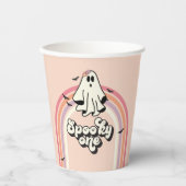 groovy Ghost retro Halloween Spooky One Birthday Papieren Bekers (Voorkant)