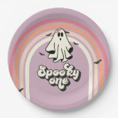 groovy Ghost retro Halloween Spooky One Birthday Papieren Bordje (Voorkant)