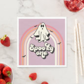 groovy Ghost retro Halloween Spooky One Birthday Servet (Insitu)