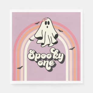 groovy Ghost retro Halloween Spooky One Birthday Servet