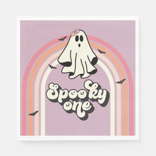 groovy Ghost retro Halloween Spooky One Birthday Servet (Voorkant)