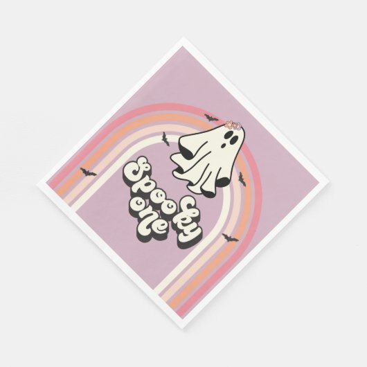 groovy Ghost retro Halloween Spooky One Birthday Servet (Hoek)