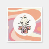 groovy Ghost retro Halloween Spooky One Birthday Servet (Voorkant)