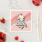 groovy Ghost retro Halloween Spooky One Birthday Servet (Insitu)