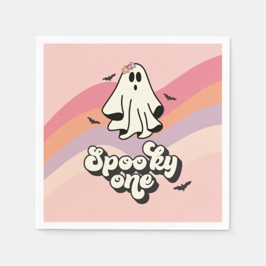 groovy Ghost retro Halloween Spooky One Birthday Servet (Voorkant)
