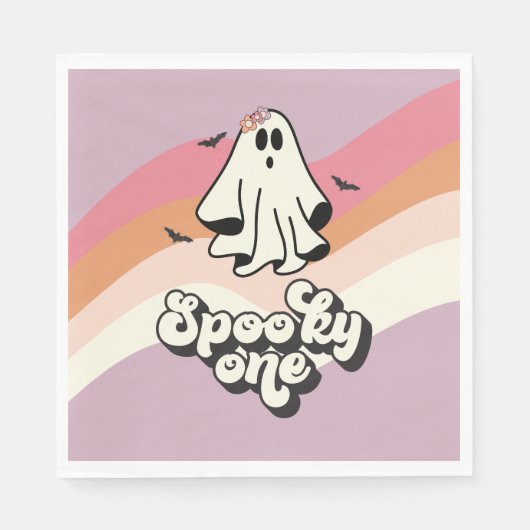 groovy Ghost retro Halloween Spooky One Birthday Servet (Voorkant)