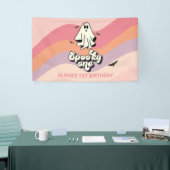 groovy Ghost retro Halloween Spooky One Birthday Spandoek (Beurs)
