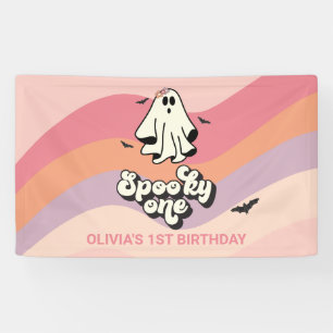 groovy Ghost retro Halloween Spooky One Birthday Spandoek
