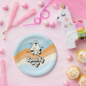 groovy Ghost retro Halloween Spooky One Blue Papieren Bordje (Feest)