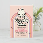 groovy Ghost retro Halloween Spooky Vibes Birthday Kaart (Staand voorkant)