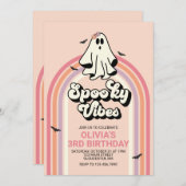 groovy Ghost retro Halloween Spooky Vibes Birthday Kaart (Voorkant / Achterkant)