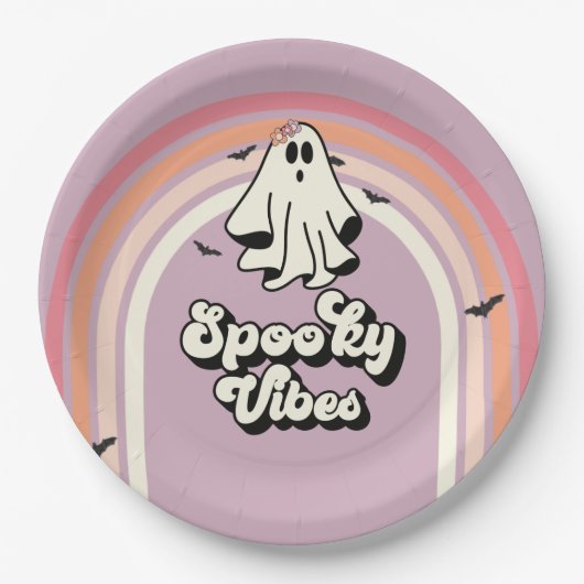 groovy Ghost retro Halloween Spooky Vibes Birthday Papieren Bordje (Voorkant)