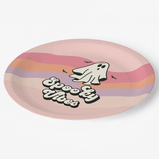 groovy Ghost retro Halloween Spooky Vibes Birthday Papieren Bordje (Gekanteld)