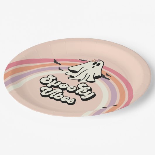 groovy Ghost retro Halloween Spooky Vibes Birthday Papieren Bordje (Gekanteld)