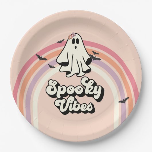 groovy Ghost retro Halloween Spooky Vibes Birthday Papieren Bordje (Voorkant)
