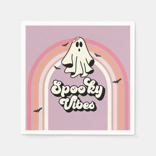 groovy Ghost retro Halloween Spooky Vibes Birthday Servet (Voorkant)