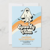 groovy Ghost retro Halloween Spooky Vibes Blue Kaart (Voorkant)