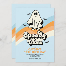 groovy Ghost retro Halloween Spooky Vibes Blue Kaart