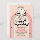 groovy Ghost retro Halloween Two Spooky Birthday I Kaart (Voorkant)
