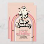 groovy Ghost retro Halloween Two Spooky Birthday I Kaart (Voorkant / Achterkant)