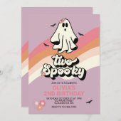 groovy Ghost retro Halloween Two Spooky Birthday Kaart (Voorkant / Achterkant)