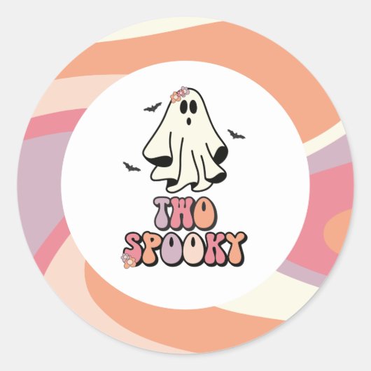 groovy Ghost retro Halloween Two Spooky Birthday P Ronde Sticker (Voorkant)