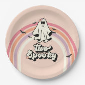 groovy Ghost retro Halloween Two Spooky Birthday Papieren Bordje (Voorkant)