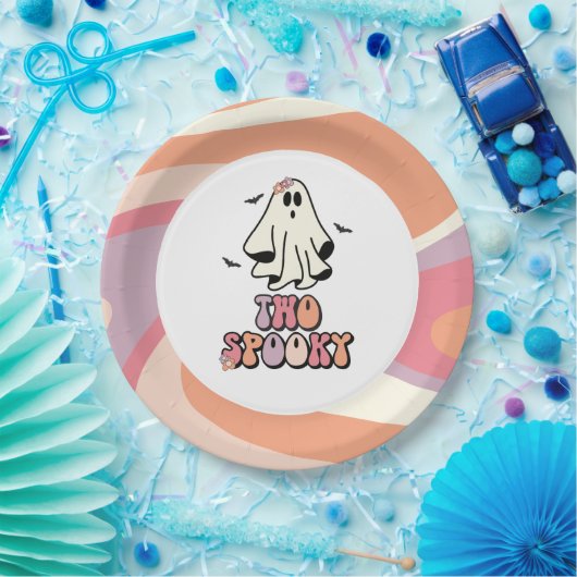 groovy Ghost retro Halloween Two Spooky Birthday Papieren Bordje (Feest)