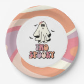 groovy Ghost retro Halloween Two Spooky Birthday Papieren Bordje (Voorkant)