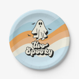 groovy Ghost retro Halloween Two Spooky blue Papieren Bordje