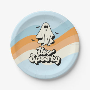 groovy Ghost retro Halloween Two Spooky blue Papieren Bordje