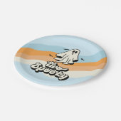 groovy Ghost retro Halloween Two Spooky blue Papieren Bordje (Gekanteld)