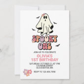 Groovy Ghost Spooky One Halloween Birthday Kaart (Voorkant)