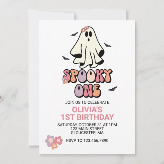Groovy Ghost Spooky One Halloween Birthday Kaart (Voorkant)