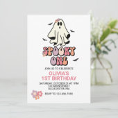 Groovy Ghost Spooky One Halloween Birthday Kaart (Staand voorkant)